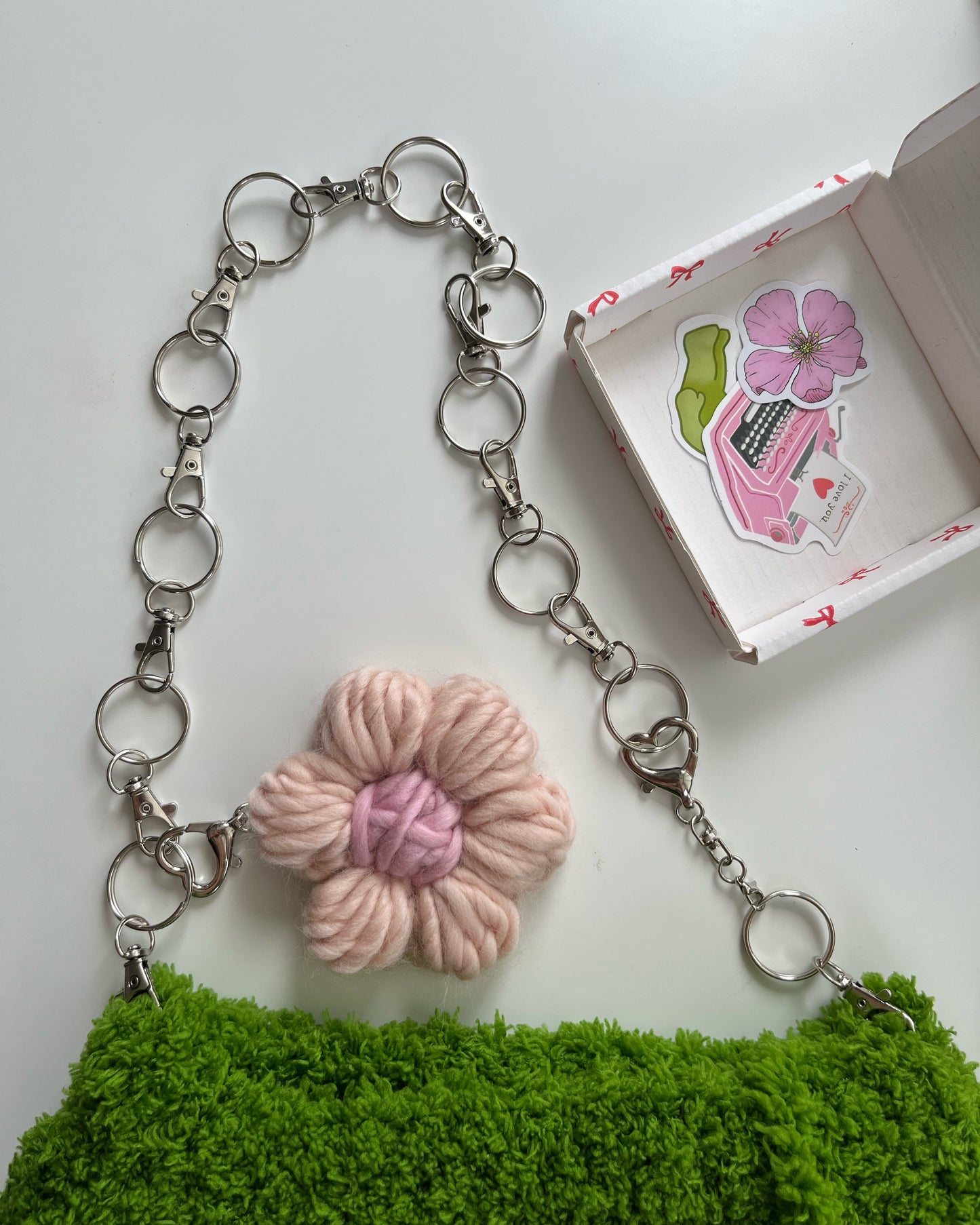Wool flower keychain