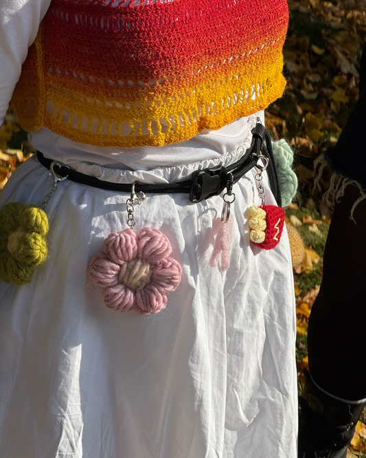 Wool flower keychain